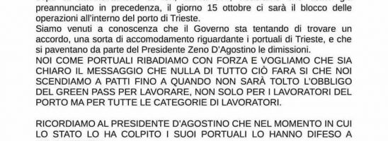 Nessun patto: i portuali di Trieste dicono no al green pass