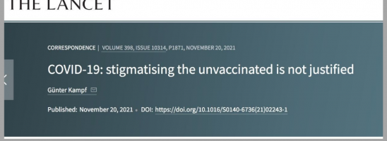 Il professor Kampf su Lancet: «Non è giustificato stigmatizzare i non vaccinati»