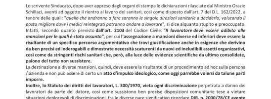 Sindacato D’Azione: Preoccupanti le dichiarazioni sui medici “no vax”