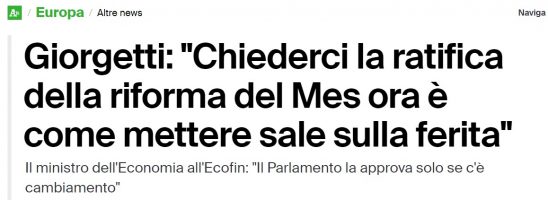 La carta MES per arrivare agli Stati Uniti d’Europa: il nostro deep state sa bene cosa vuole!